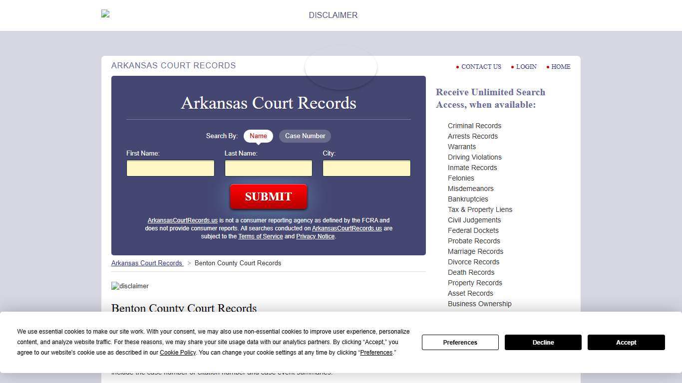 Benton County Court Records ArkansasCourtRecords.us